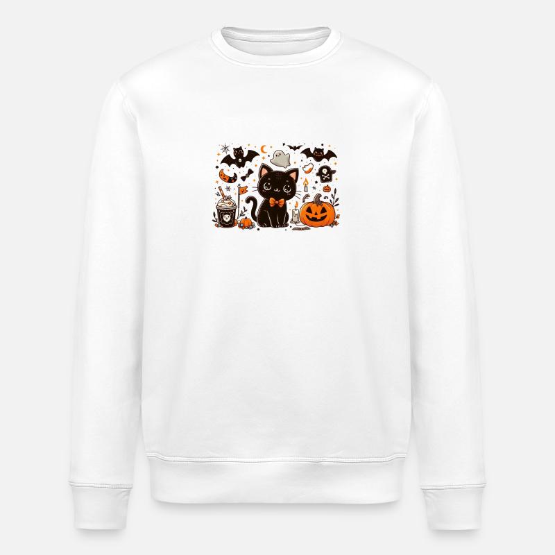 Kitty Spooky halloween v6 - Sweat bio ROLLER Stanley/Stella Unisexe - blanc