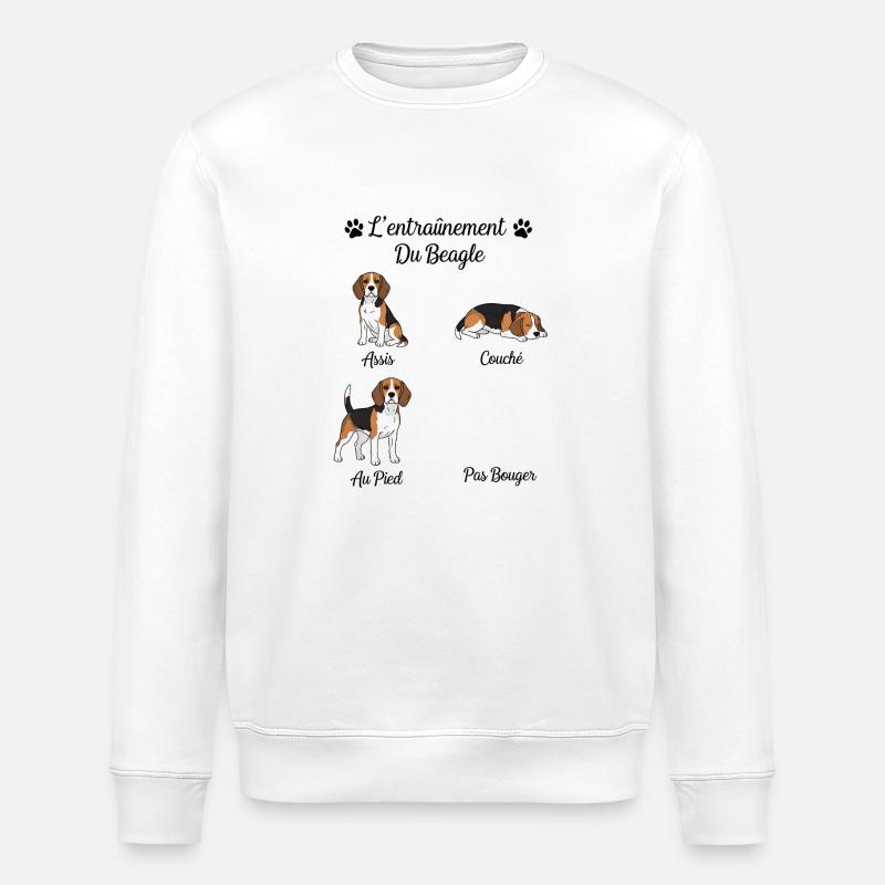 Beagle Morsom Humor Beagle Tispe Beagle Hann - Stanley/Stella ROLLER økologisk unisex-sweatshirt - hvit