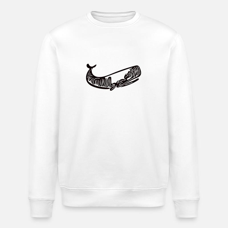 Vector Whale Drawing Style - Stanley/Stella ROLLER Unisex Organic Sweatshirt - white