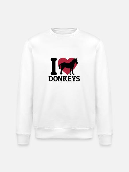 I love donkeys - Stanley/Stella Unisex Bio-Sweatshirt ROLLER - Weiß
