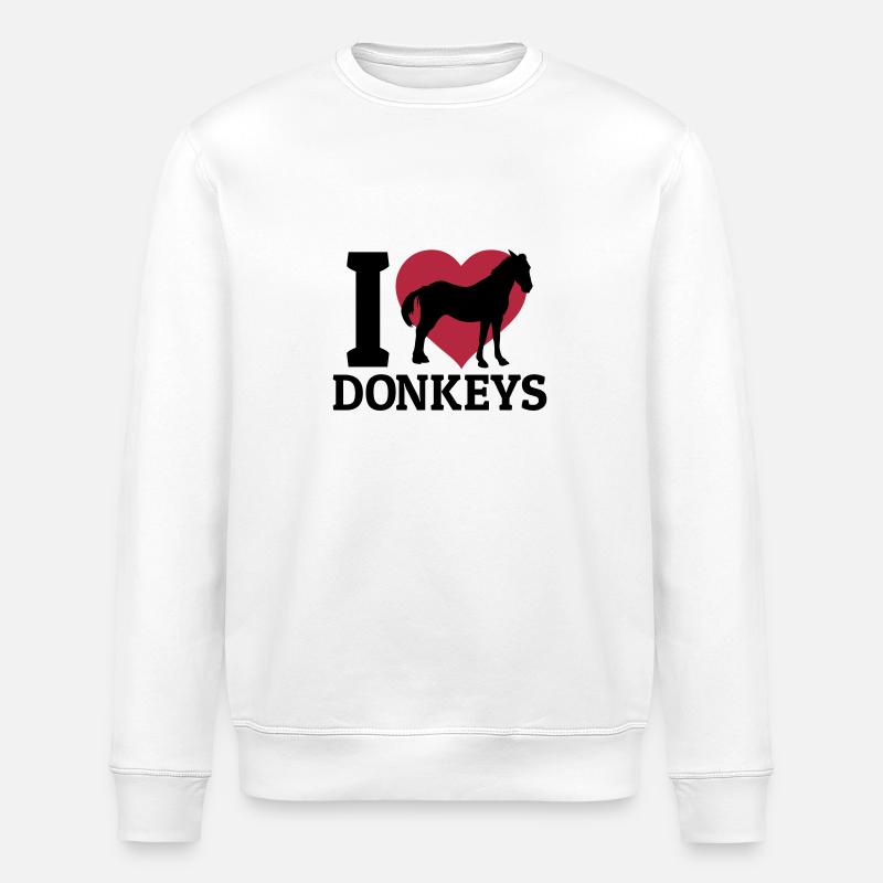 I love donkeys - Stanley/Stella ROLLER Unisex Organic Sweatshirt - white