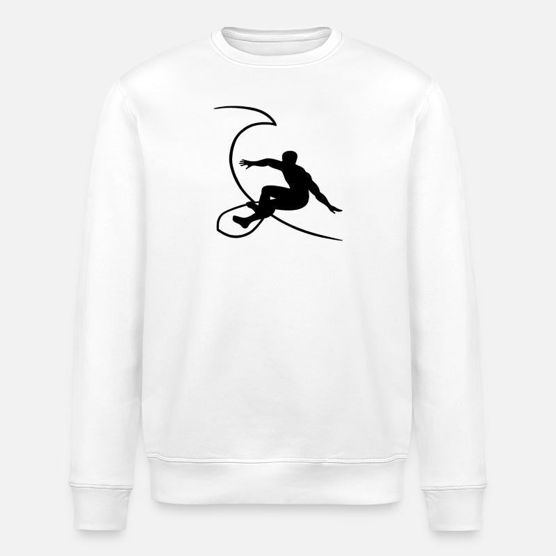 Surfer1 on wave no.2 - Stanley/Stella ROLLER Unisex Organic Sweatshirt - white