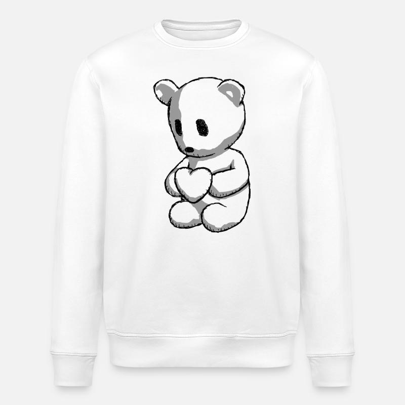 Teddy bear with heart - Stanley/Stella ROLLER Unisex Organic Sweatshirt - white