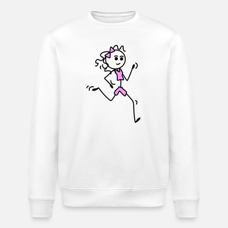 Ich laufe, Läufermädchen mit Fliege - Stanley/Stella Unisex Bio-Sweatshirt ROLLER - Weiß