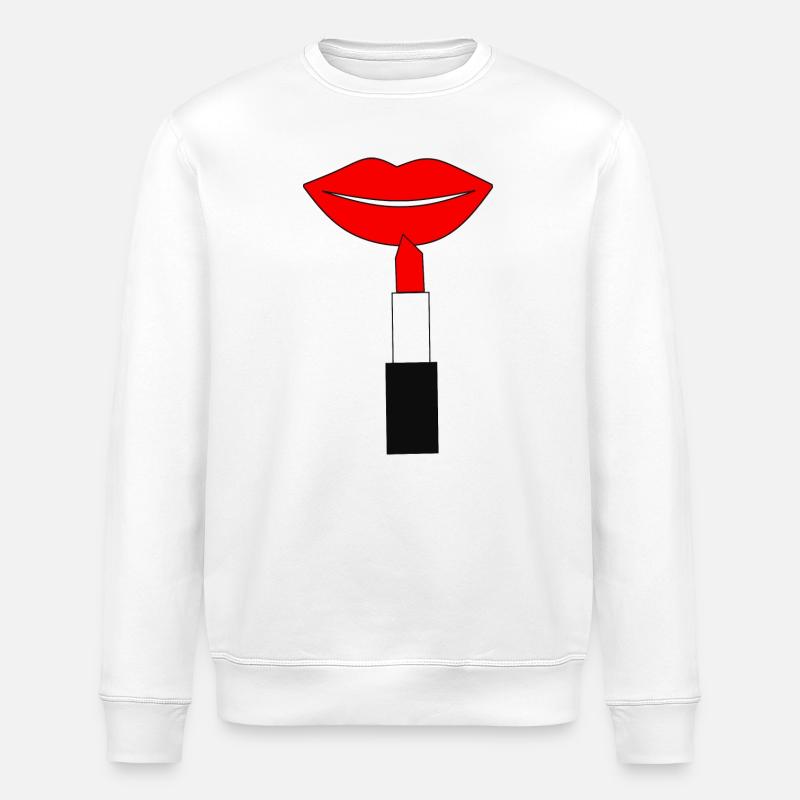 Lipstick Lips Red - Stanley/Stella ROLLER Unisex Organic Sweatshirt - white