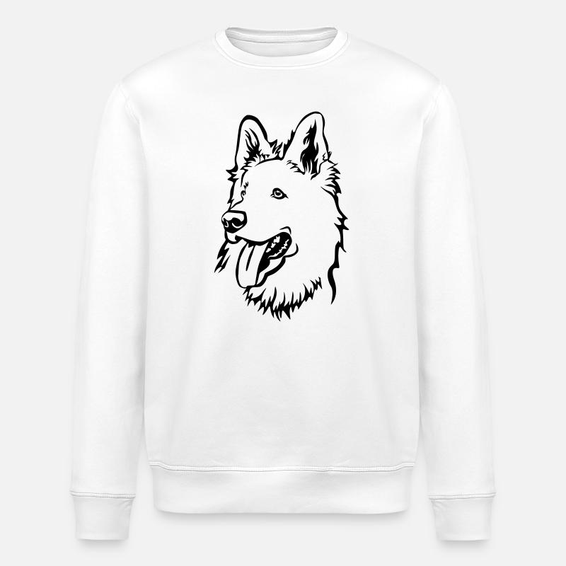 Swiss Shepherd Head - Stanley/Stella ROLLER Unisex Organic Sweatshirt - white