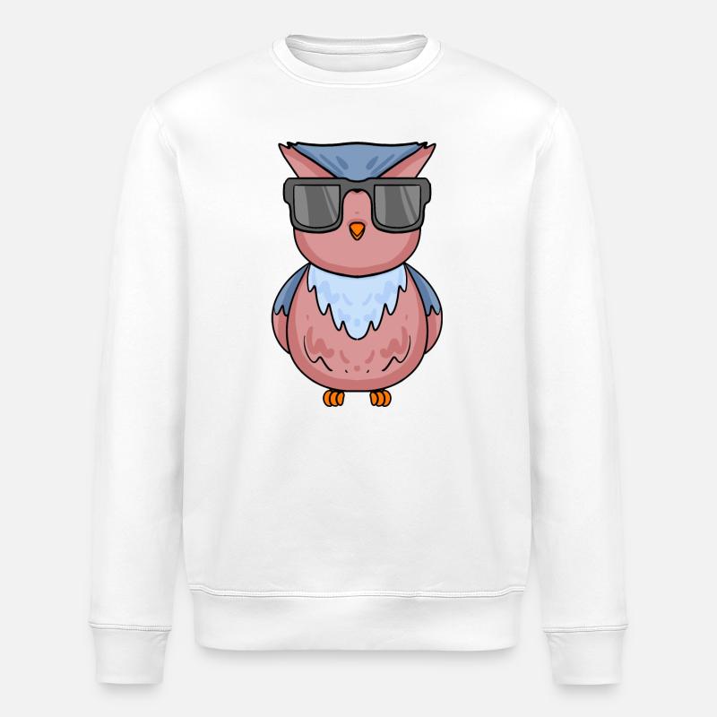 coole Eule mit Sonnenbrille - Stanley/Stella Unisex Bio-Sweatshirt ROLLER - Weiß