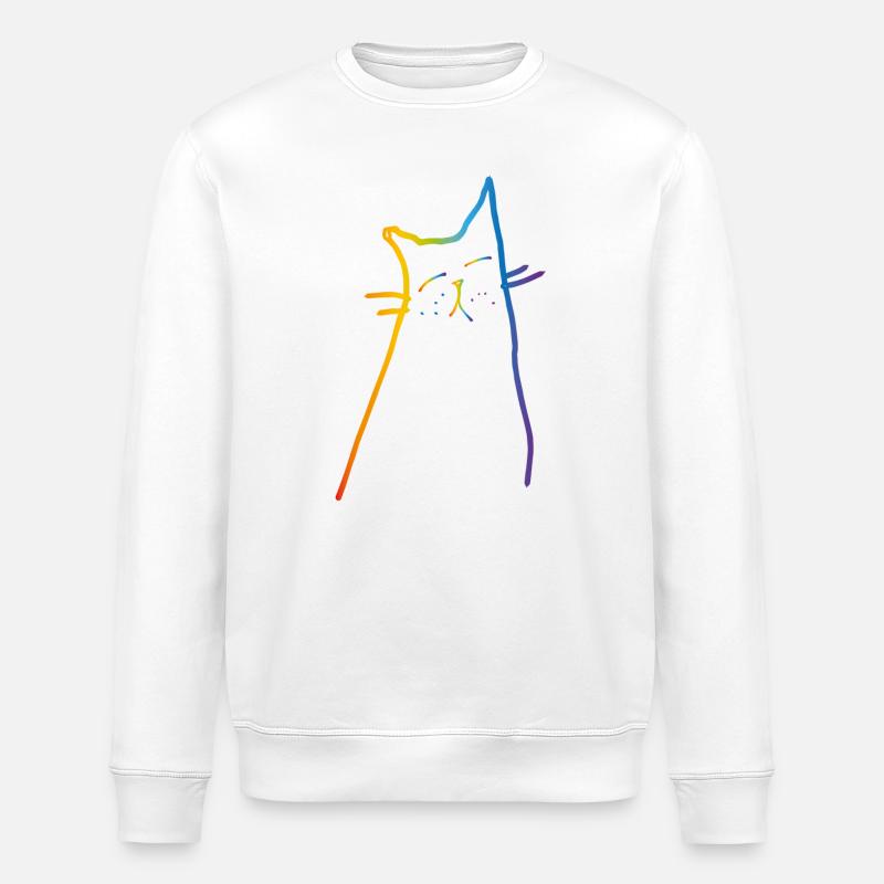 Rainbow Cat - Stanley/Stella Unisex Bio-Sweatshirt ROLLER - Weiß