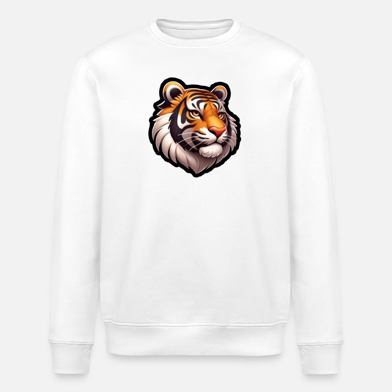 Tiger Kopf Comic - Stanley/Stella Unisex Bio-Sweatshirt ROLLER - Weiß
