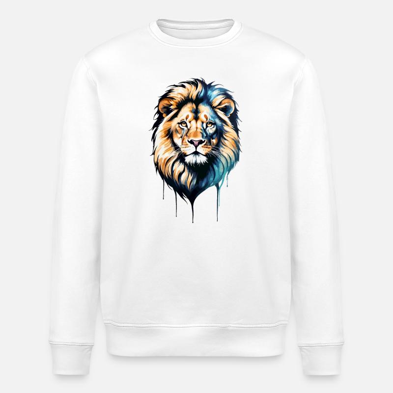 Realistischer Löwenkopf - Stanley/Stella Unisex Bio-Sweatshirt ROLLER - Weiß