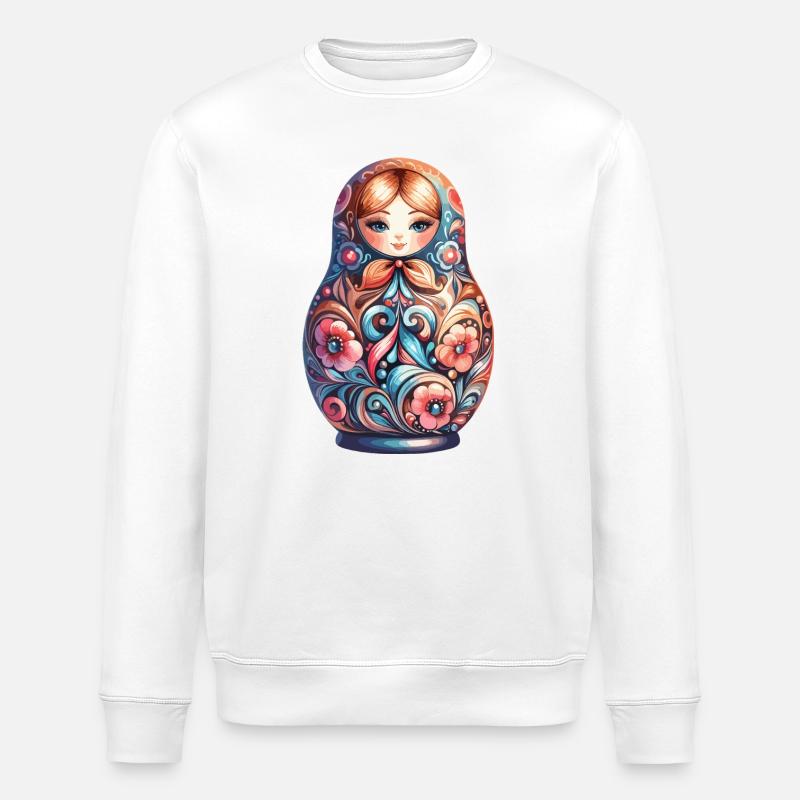 Matriochka classique original cadeau - Sweat bio ROLLER Stanley/Stella Unisexe - blanc