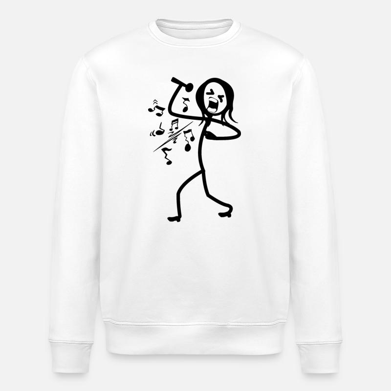 Strichmännchen-Sänger singt laut - Stanley/Stella Unisex Bio-Sweatshirt ROLLER - Weiß