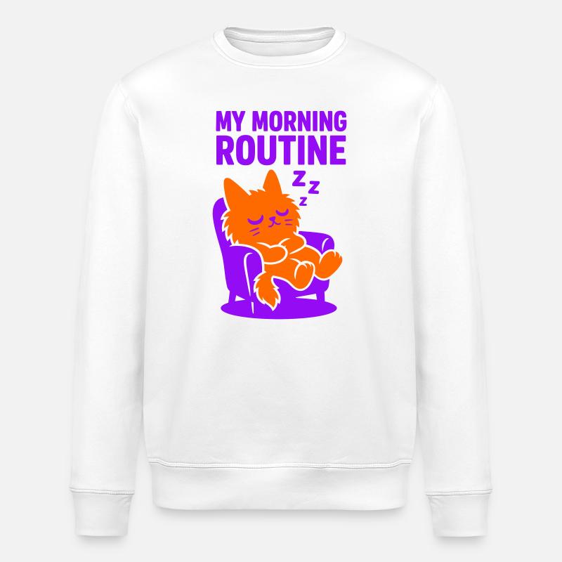 Morning Routine Cat #1 - Stanley/Stella Unisex Bio-Sweatshirt ROLLER - Weiß