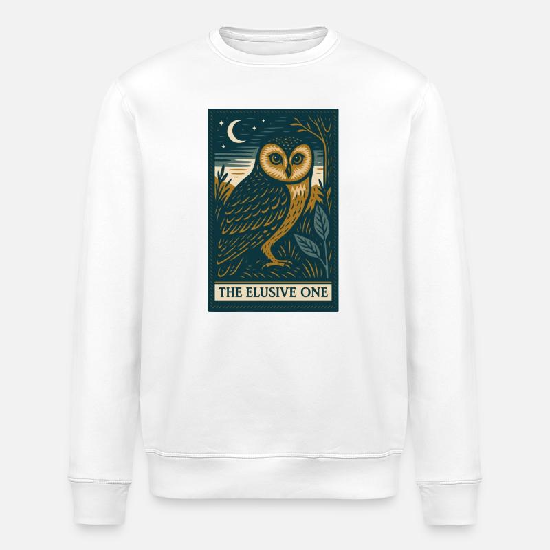 Mystische Eule unter Nachthimmel - Stanley/Stella Unisex Bio-Sweatshirt ROLLER - Weiß