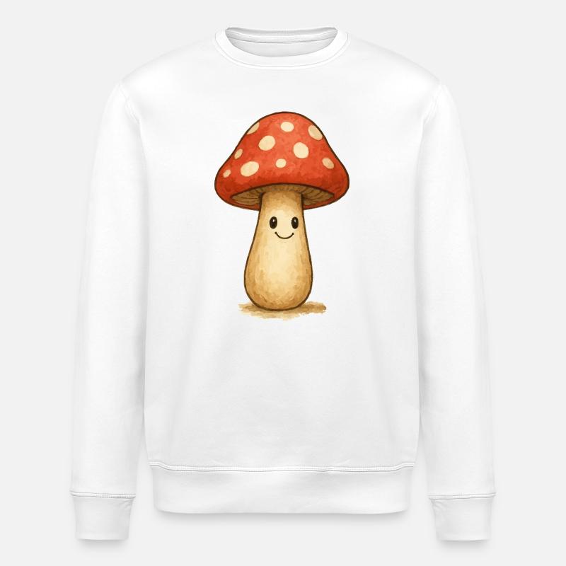 Kawaii Toadstool Design for Kids - Stanley/Stella ROLLER Unisex Organic Sweatshirt - white