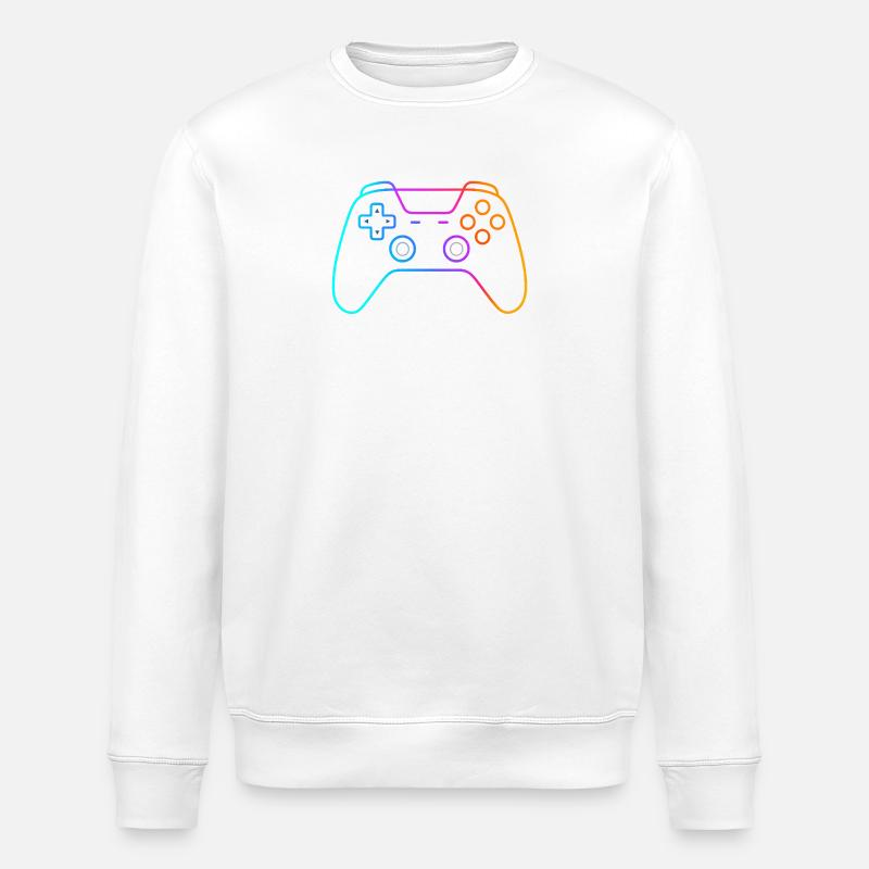 Neon Gamepad – Buntes Controller Motiv - Stanley/Stella Unisex Bio-Sweatshirt ROLLER - Weiß