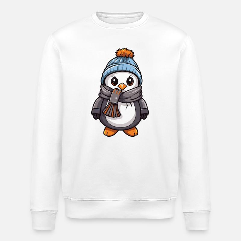 Pingouin Bande dessinée Mignon Hiver - Sweat bio ROLLER Stanley/Stella Unisexe - blanc