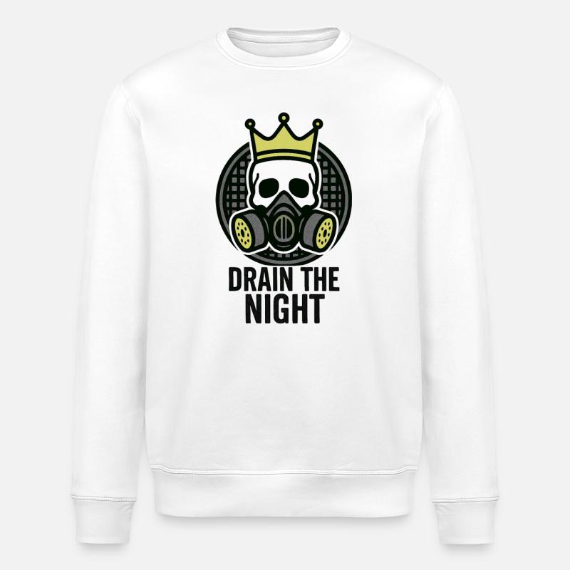 Underground - Roi Squelette - Drain the night - Sweat bio ROLLER Stanley/Stella Unisexe - blanc