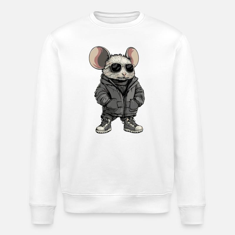 Mouse Cool Winter - Stanley/Stella ROLLER Unisex Organic Sweatshirt - white