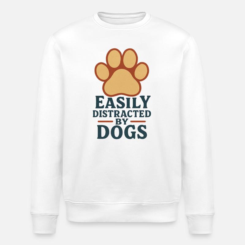 Facilement distrait par les chiens - Sweat bio ROLLER Stanley/Stella Unisexe - blanc