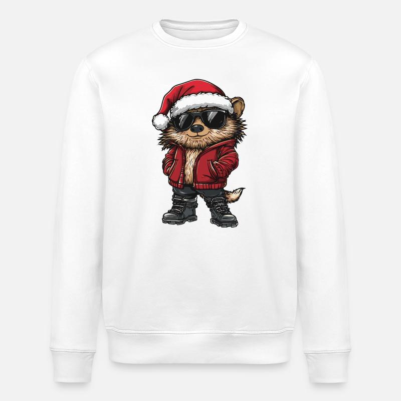 Hérisson Noël Hiver - Sweat bio ROLLER Stanley/Stella Unisexe - blanc