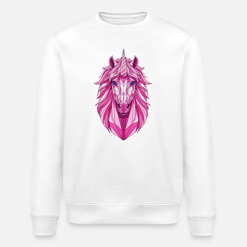Licorne rose polygonale - Sweat bio ROLLER Stanley/Stella Unisexe - blanc
