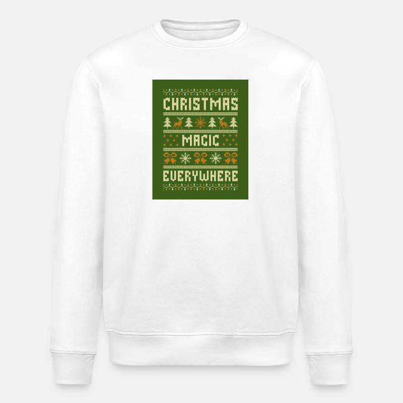 Christmas Knit Magic Everywhere - Stanley/Stella ROLLER Unisex Organic Sweatshirt - white