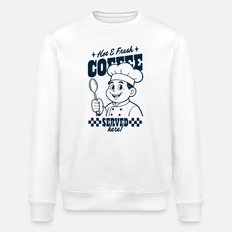 Coffee chef serves here - Stanley/Stella ROLLER Unisex Organic Sweatshirt - white