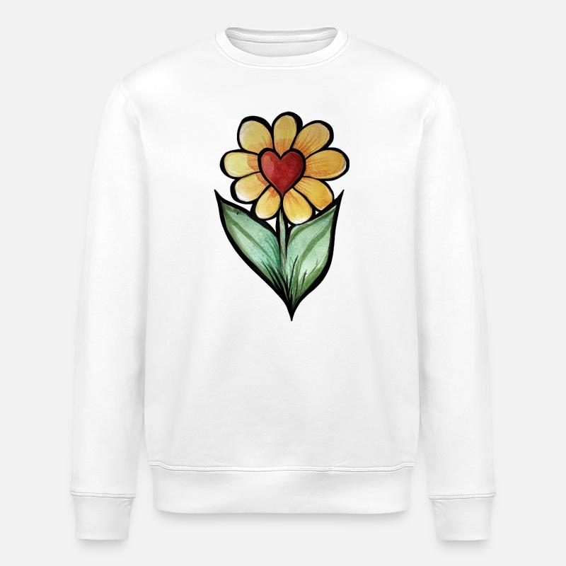 Herzblumen-Aquarell - Stanley/Stella Unisex Bio-Sweatshirt ROLLER - Weiß
