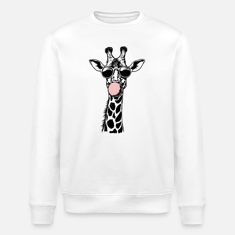 Coole Giraffe-Bubble-Vibes - Stanley/Stella Unisex Bio-Sweatshirt ROLLER - Weiß