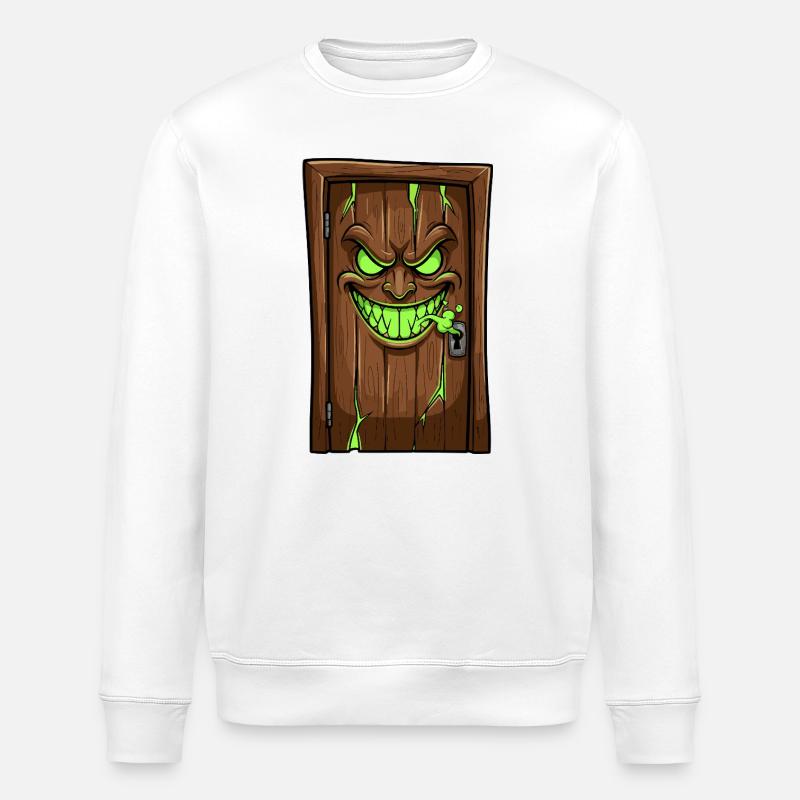 Dämonische Türgesichter Holz - Stanley/Stella Unisex Bio-Sweatshirt ROLLER - Weiß