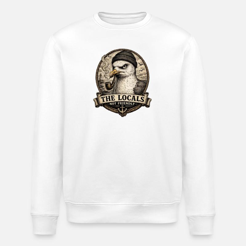 The Locals Nicht Freundlich Seemöwe - Stanley/Stella Unisex Bio-Sweatshirt ROLLER - Weiß