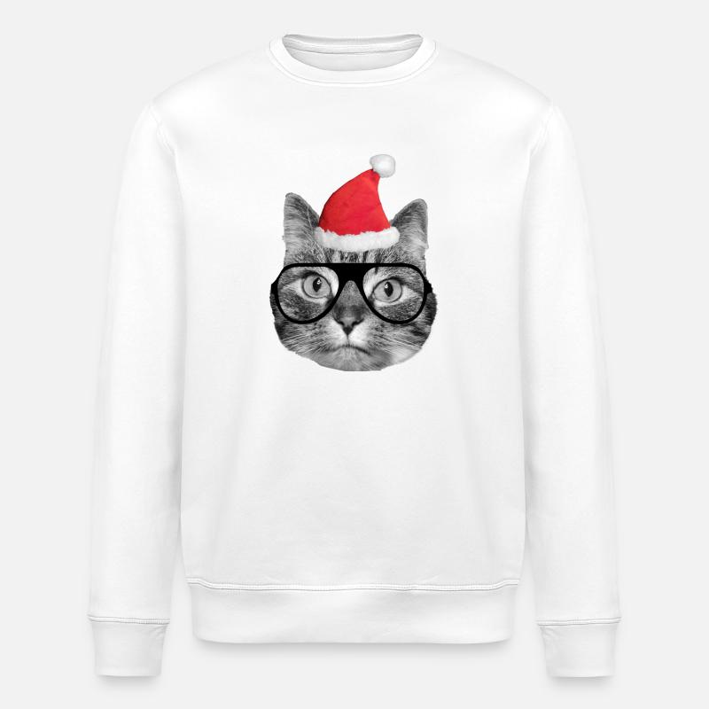 Mignon chat de Noël - Sweat bio ROLLER Stanley/Stella Unisexe - blanc
