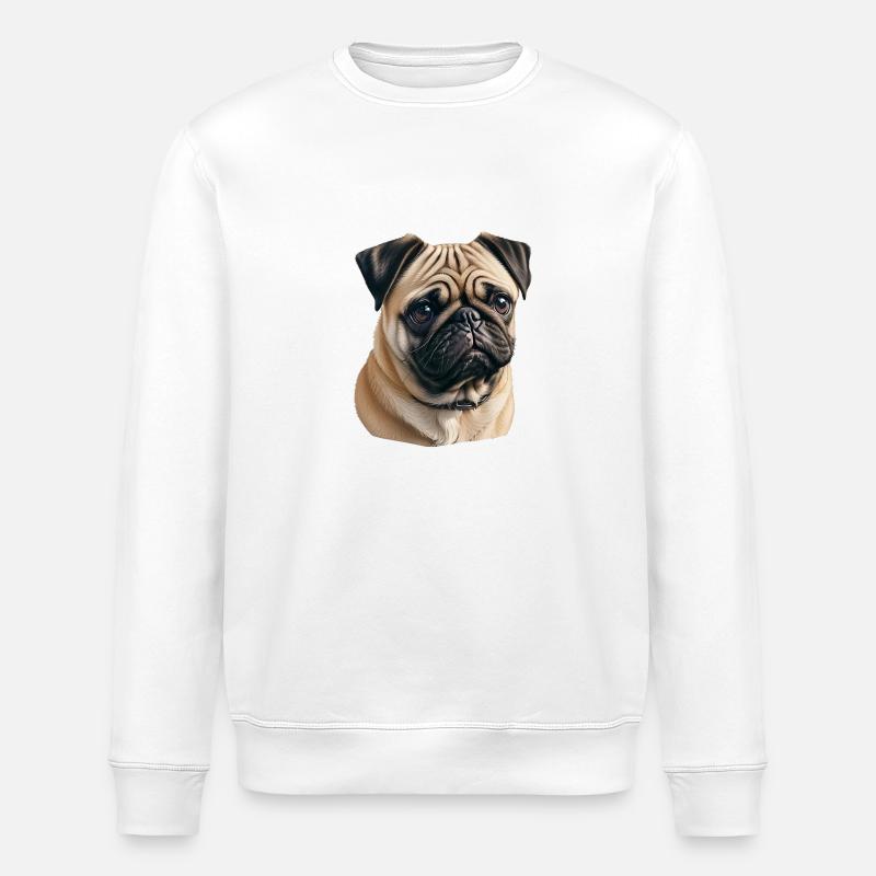 Pug - Stanley/Stella ROLLER Unisex Organic Sweatshirt - white