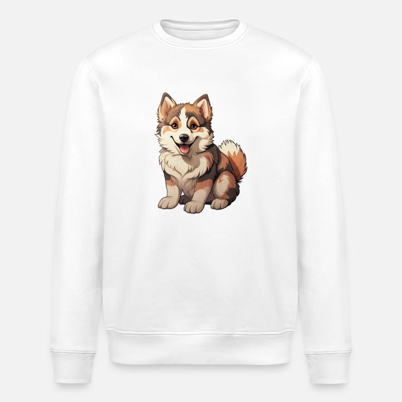 Kleiner Blonder Husky Welpe - Stanley/Stella Unisex Bio-Sweatshirt ROLLER - Weiß
