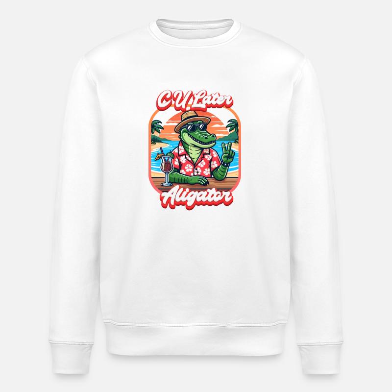 CU Aligator ultérieur - Sweat bio ROLLER Stanley/Stella Unisexe - blanc