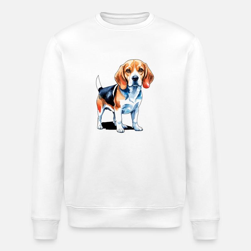Beagle Aquarelles - Sweat bio ROLLER Stanley/Stella Unisexe - blanc