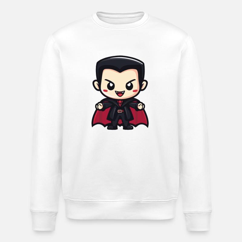 Vampir Halloween Niedlich Comic - Stanley/Stella Unisex Bio-Sweatshirt ROLLER - Weiß