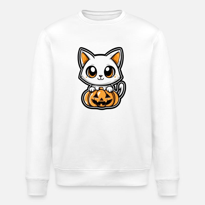 Cat Halloween Cat Comic - Stanley/Stella ROLLER Unisex Organic Sweatshirt - white