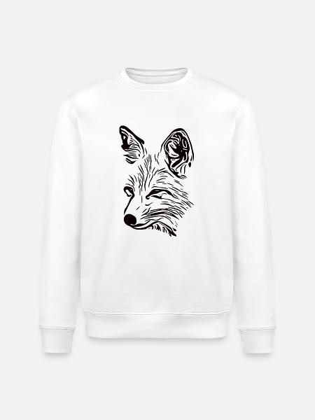 Fox Portrait Drawing - Stanley/Stella ROLLER Unisex Organic Sweatshirt - white