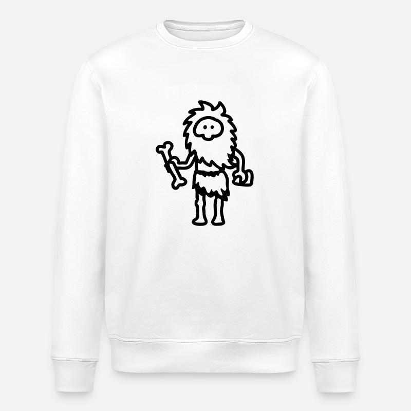 Höhlenmensch - line - Stanley/Stella Unisex Bio-Sweatshirt ROLLER - Weiß