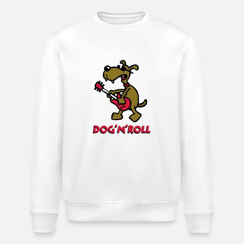 dog_n_roll_b_3c_white - Stanley/Stella Unisex Bio-Sweatshirt ROLLER - Weiß