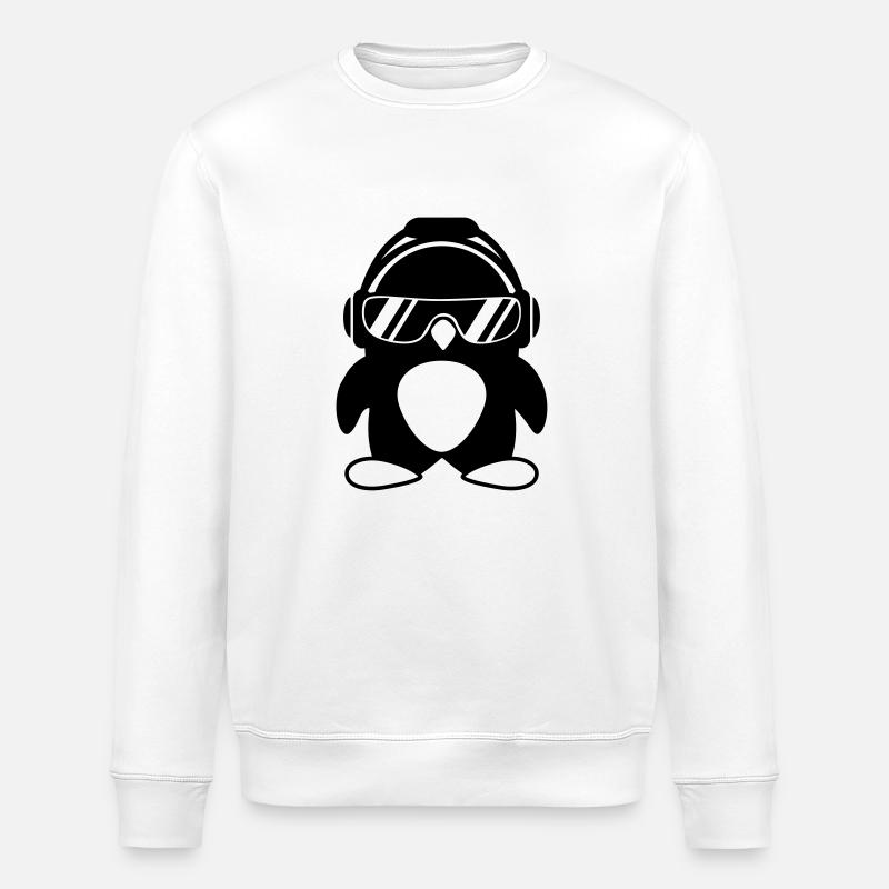 Pinguin mit Kopfhörer - Stanley/Stella Unisex Bio-Sweatshirt ROLLER - Weiß