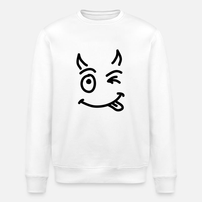 little_devil_smile_sc1_d - Stanley/Stella ROLLER Unisex Organic Sweatshirt - white