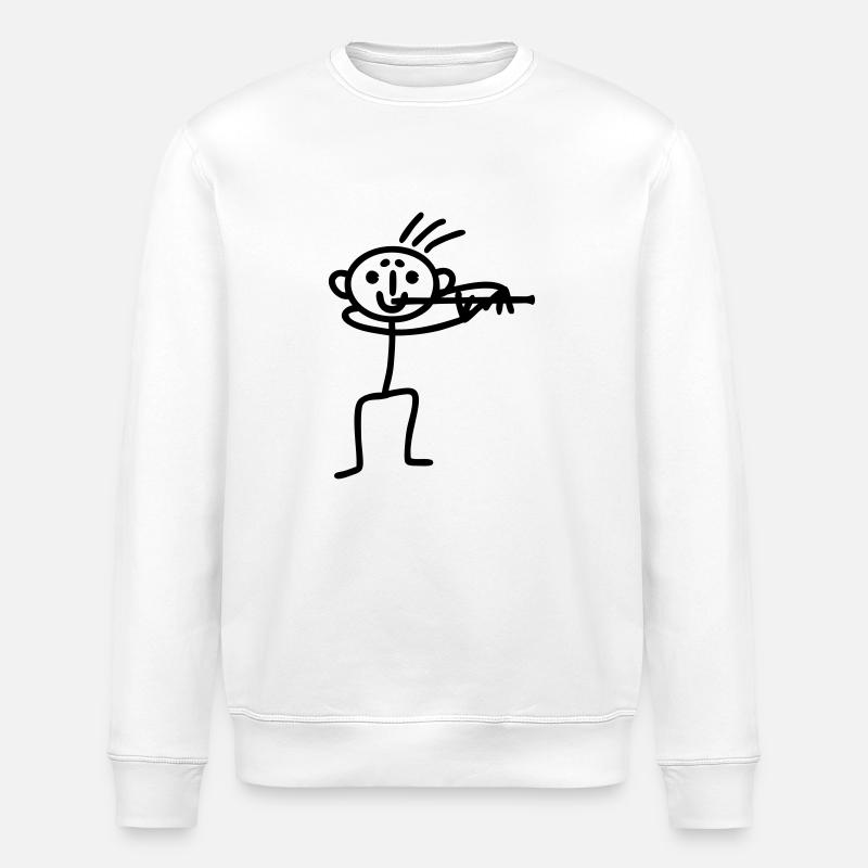 Strichmännchen Querflöte - Stanley/Stella Unisex Bio-Sweatshirt ROLLER - Weiß