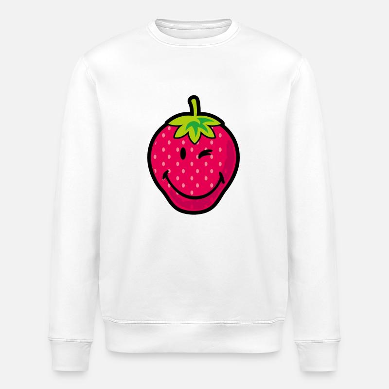 Smiley Strawberry - Stanley/Stella Unisex Bio-Sweatshirt ROLLER - Weiß