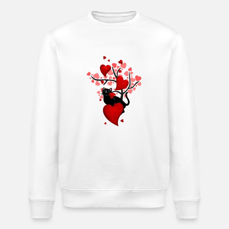 chat noir et coeurs - Sweat bio ROLLER Stanley/Stella Unisexe - blanc