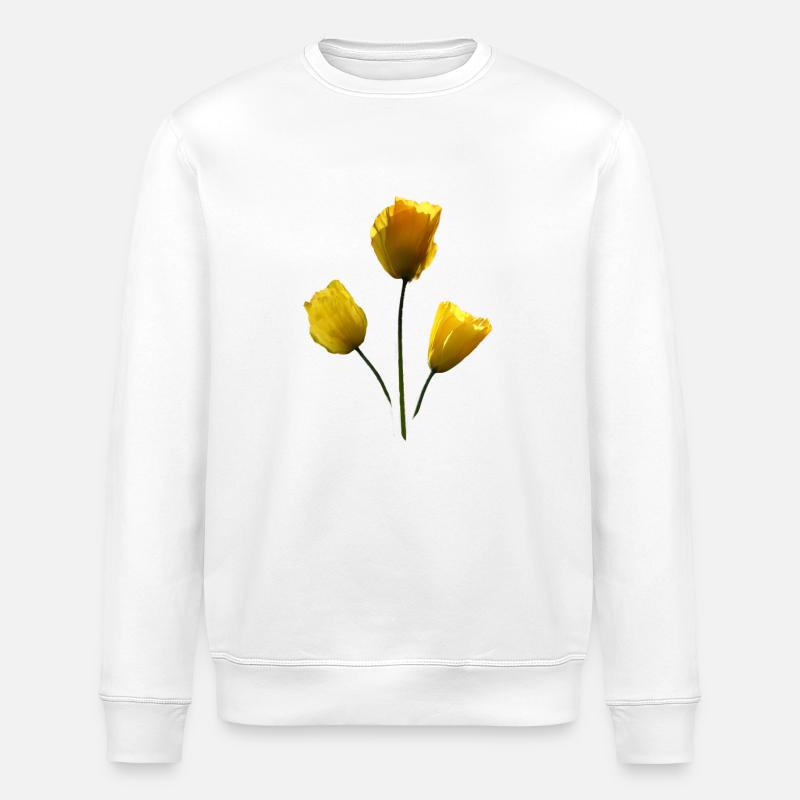 Coquelicots jaunes Coquelicot jaune - Sweat bio ROLLER Stanley/Stella Unisexe - blanc