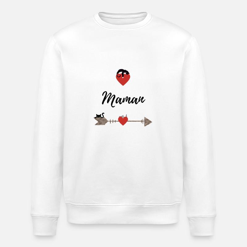 Maman, coeurs et chats - Sweat bio ROLLER Stanley/Stella Unisexe - blanc