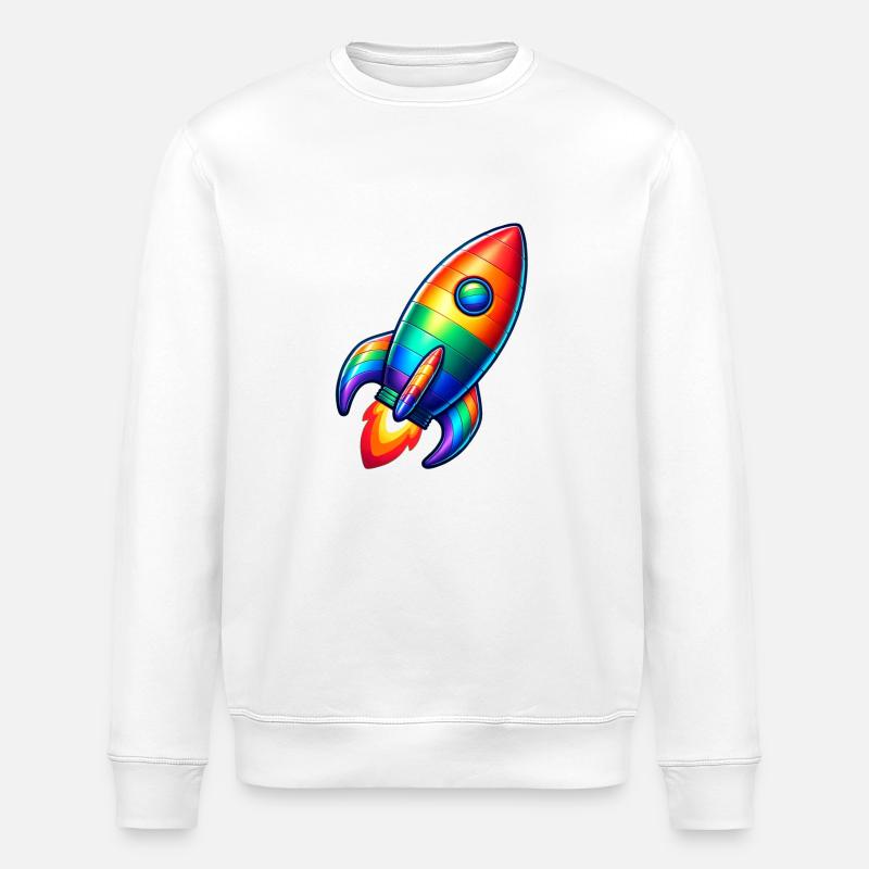 Rocket Rainbow | Rocket launch - Stanley/Stella ROLLER Unisex Organic Sweatshirt - white